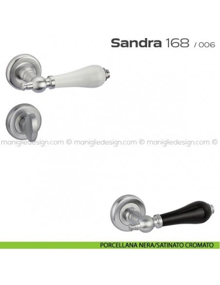 Maniglia con porcellana per porta con nottolino 168 Sandra Reguitti porcellana nera/satinato cromato