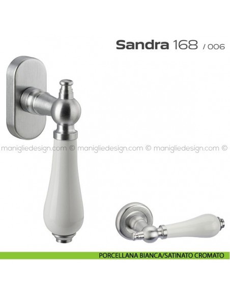 Maniglia martellina DK per finestra 168 Sandra Reguitti porcellana bianca/satinato cromato