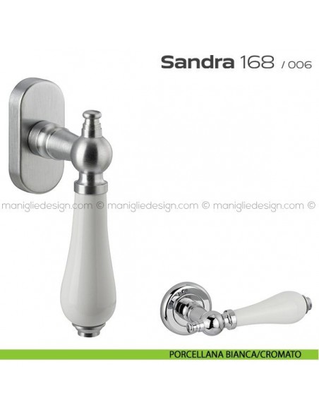 Maniglia martellina DK per finestra 168 Sandra Reguitti porcellana bianca/cromato