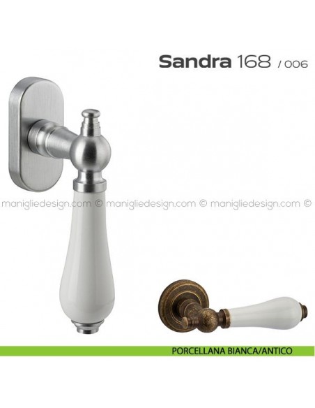 Maniglia martellina DK per finestra 168 Sandra Reguitti porcellana bianca/antico