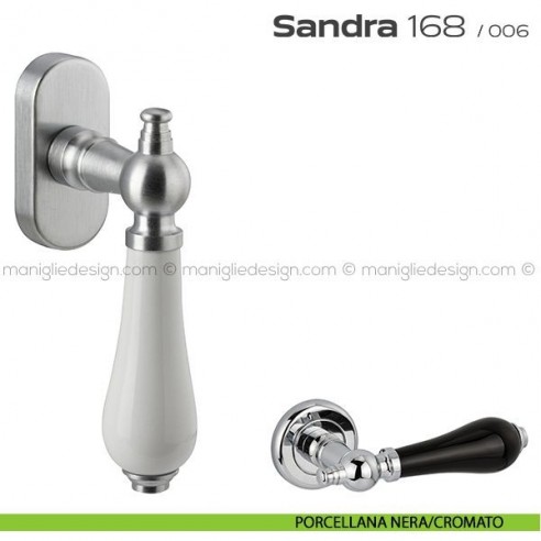 Maniglia martellina DK per finestra 168 Sandra Reguitti porcellana nera/cromato
