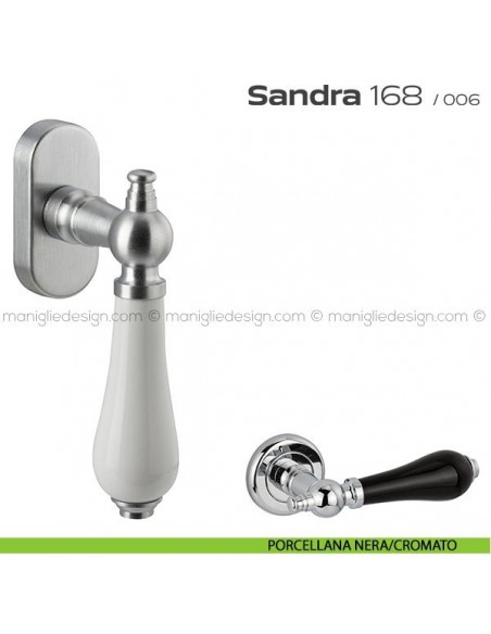 Maniglia martellina DK per finestra 168 Sandra Reguitti porcellana nera/cromato