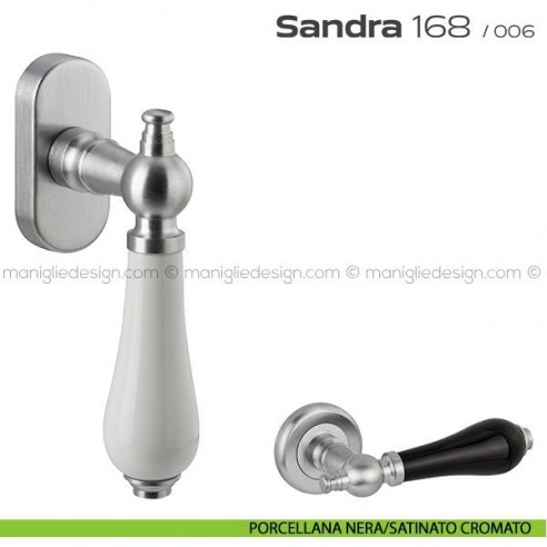 Maniglia martellina DK per finestra 168 Sandra Reguitti porcellana nera/satinato cromato