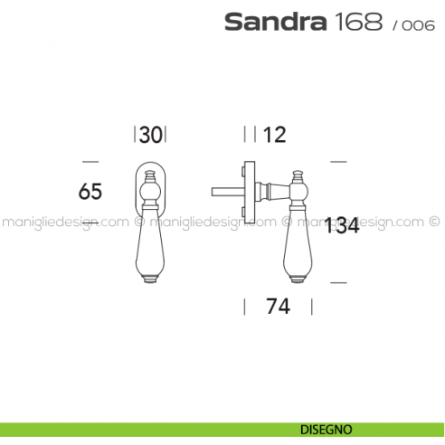 Maniglia martellina DK per finestra 168 Sandra Reguitti disegno