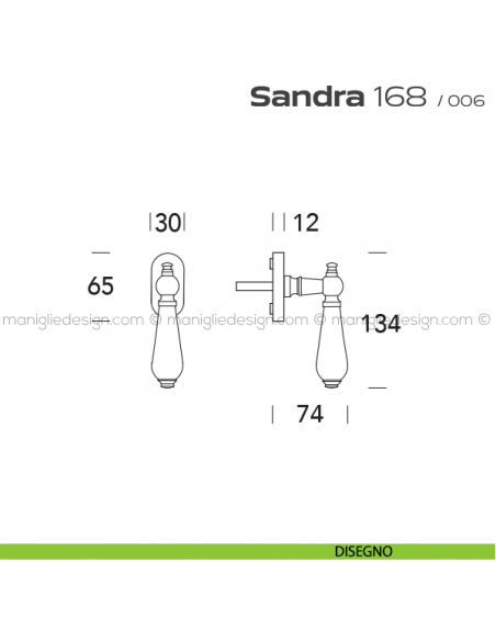 Maniglia martellina DK per finestra 168 Sandra Reguitti disegno