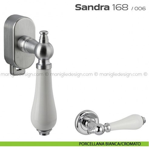 Maniglia per finestra DK con pulsante su placca 168 Sandra Reguitti porcellana bianca/cromato