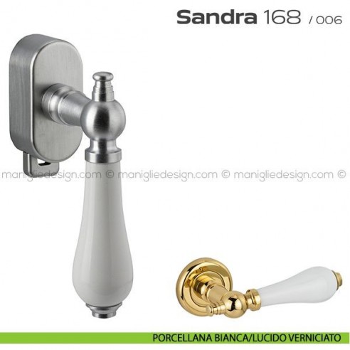 Maniglia per finestra DK con pulsante su placca 168 Sandra Reguitti porcellana bianca/lucido verniciato