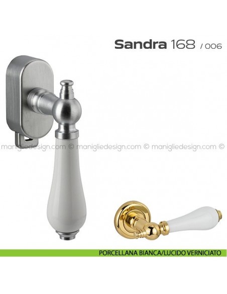 Maniglia per finestra DK con pulsante su placca 168 Sandra Reguitti porcellana bianca/lucido verniciato