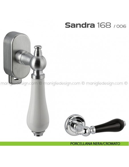 Maniglia per finestra DK con pulsante su placca 168 Sandra Reguitti porcellana nera/cromato