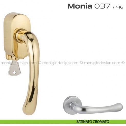 Maniglia per finestra martellina DK con chiave 037 Monia Reguitti satinato cromato