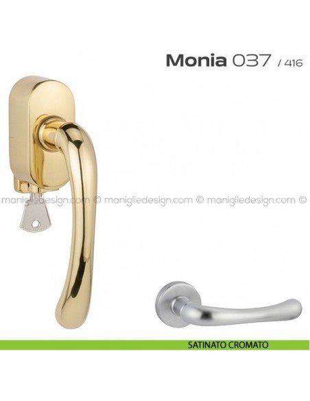 Maniglia per finestra martellina DK con chiave 037 Monia Reguitti satinato cromato