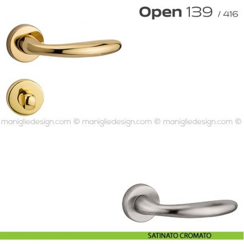 Maniglia per porta con nottolino 139 Open Reguitti satinato cromato