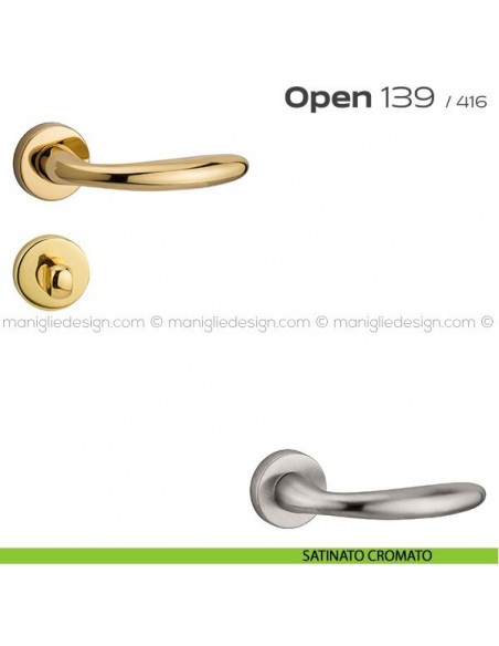 Maniglia per porta con nottolino 139 Open Reguitti satinato cromato