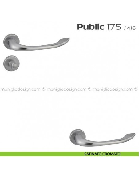 Maniglia per porta con nottolino 175 Public Reguitti satinato cromato