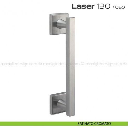 Maniglione per porta 130 Laser Reguitti singolo con rosette satinato cromato