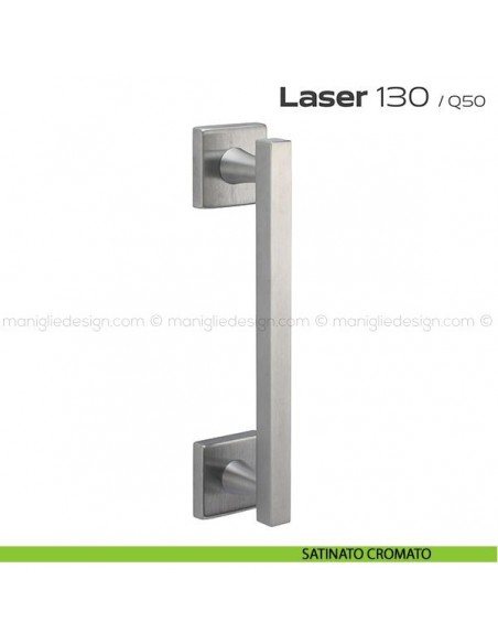 Maniglione per porta 130 Laser Reguitti singolo con rosette satinato cromato