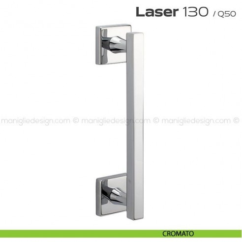 Maniglione per porta 130 Laser Reguitti singolo con rosette cromato