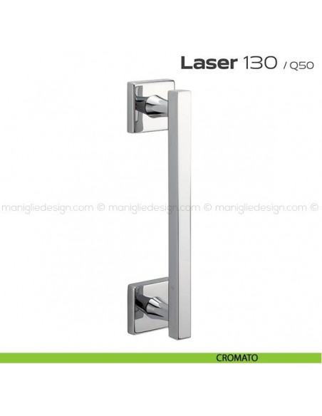 Maniglione per porta 130 Laser Reguitti singolo con rosette cromato
