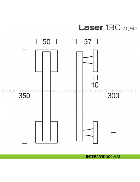 Maniglione per porta 130 Laser Reguitti singolo con rosette interasse 300 mm