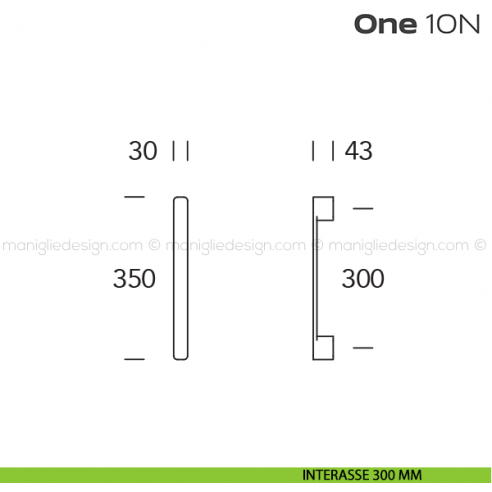 Maniglione per porta 10N ONE Reguitti disegno interasse 300 mm