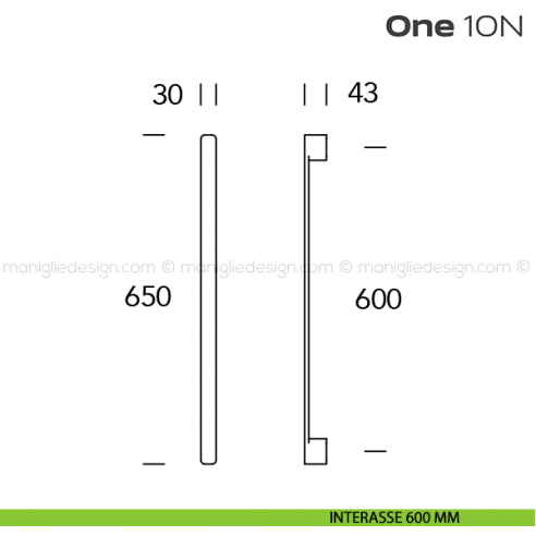 Maniglione per porta 10N ONE Reguitti disegno interasse 600 mm