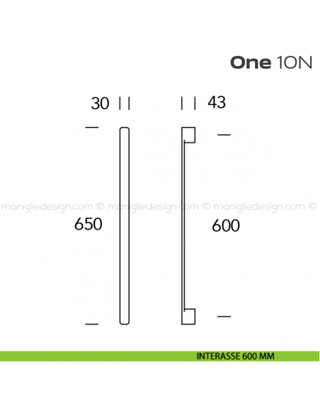 Maniglione per porta 10N ONE Reguitti disegno interasse 600 mm