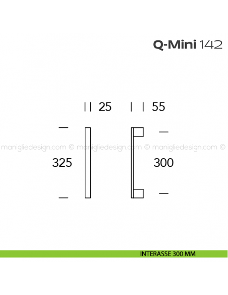 Maniglione per porta 142 Q-Mini Reguitti disegno interasse 300 mm