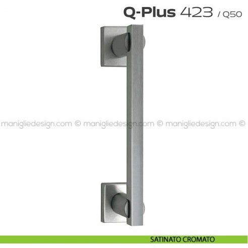 Maniglione per porta 423 Q-Plus Reguitti singolo con rosette satinato cromato