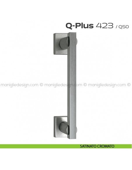 Maniglione per porta 423 Q-Plus Reguitti singolo con rosette satinato cromato