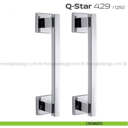 Maniglione per porta 429 Q-Star Reguitti accoppiato con rosette cromato