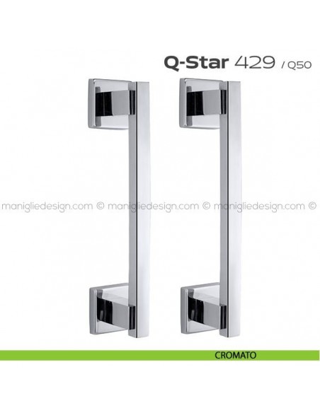 Maniglione per porta 429 Q-Star Reguitti accoppiato con rosette cromato