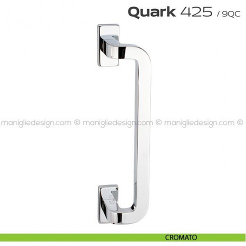 Maniglione per porta 425 Quark Reguitti singolo rosette rettangolari cromato
