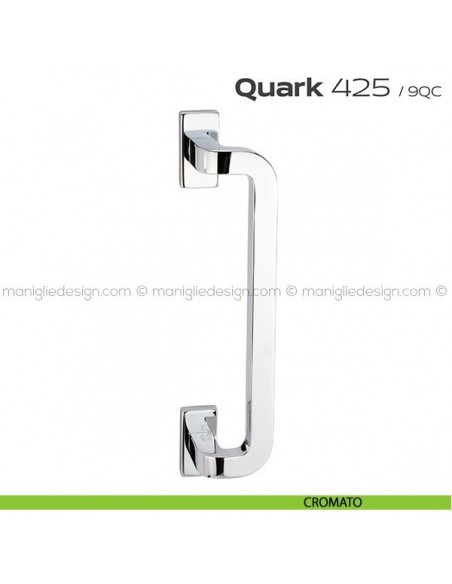 Maniglione per porta 425 Quark Reguitti singolo rosette rettangolari cromato