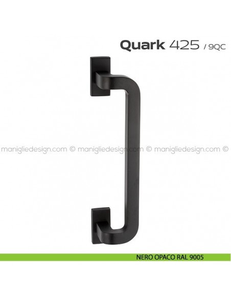 Maniglione per porta 425 Quark Reguitti singolo rosette rettangolari nero opaco RAL 9005
