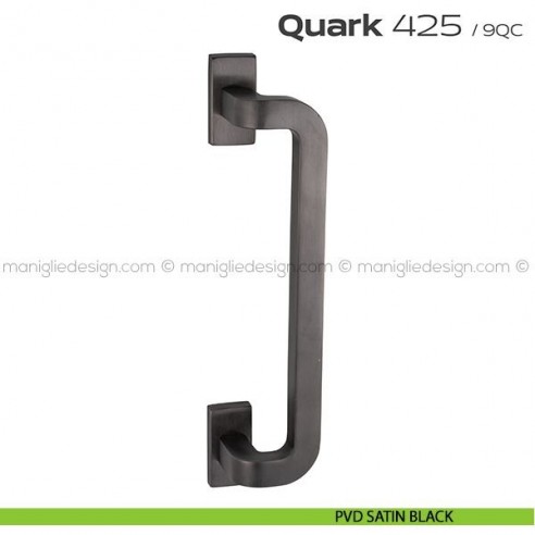 Maniglione per porta 425 Quark Reguitti singolo rosette rettangolari PVD satin black