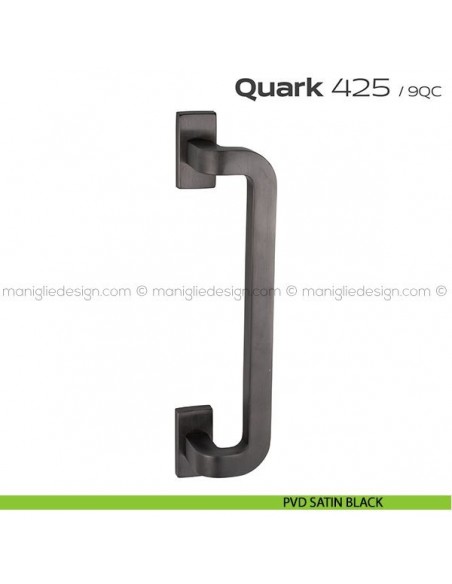 Maniglione per porta 425 Quark Reguitti singolo rosette rettangolari PVD satin black