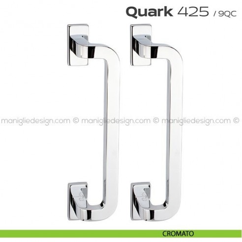 Maniglione per porta 425 Quark Reguitti accoppiato rosette rettangolari cromato