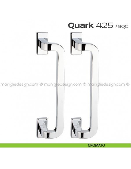 Maniglione per porta 425 Quark Reguitti accoppiato rosette rettangolari cromato