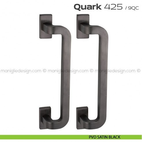 Maniglione per porta 425 Quark Reguitti accoppiato rosette rettangolari PVD satin black