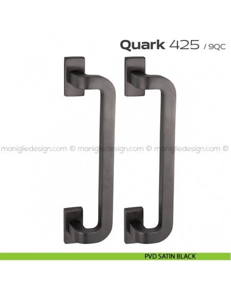 Maniglione per porta 425 Quark Reguitti accoppiato rosette rettangolari PVD satin black