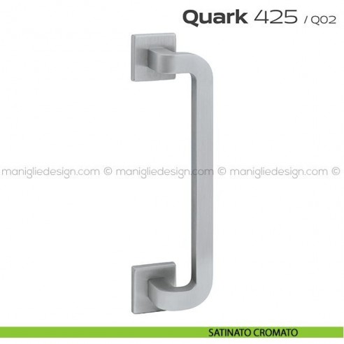Maniglione per porta 425 Quark Reguitti singolo rosette quadrate satinato cromato