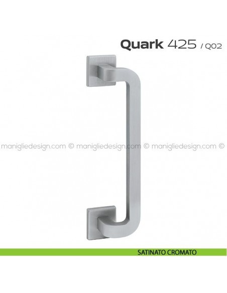 Maniglione per porta 425 Quark Reguitti singolo rosette quadrate satinato cromato
