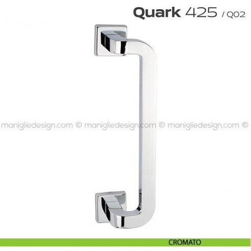 Maniglione per porta 425 Quark Reguitti singolo rosette quadrate cromato