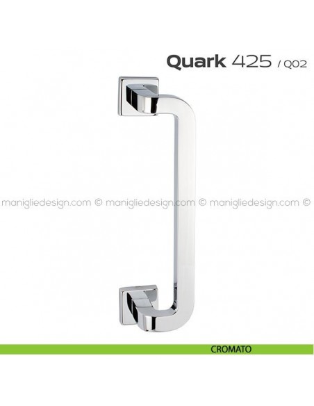 Maniglione per porta 425 Quark Reguitti singolo rosette quadrate cromato