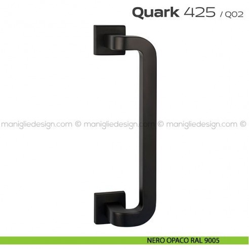 Maniglione per porta 425 Quark Reguitti singolo rosette quadrate nero opaco RAL 9005