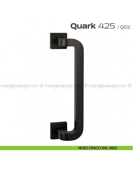 Maniglione per porta 425 Quark Reguitti singolo rosette quadrate nero opaco RAL 9005
