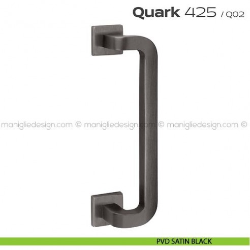 Maniglione per porta 425 Quark Reguitti singolo rosette quadrate PVD satin black