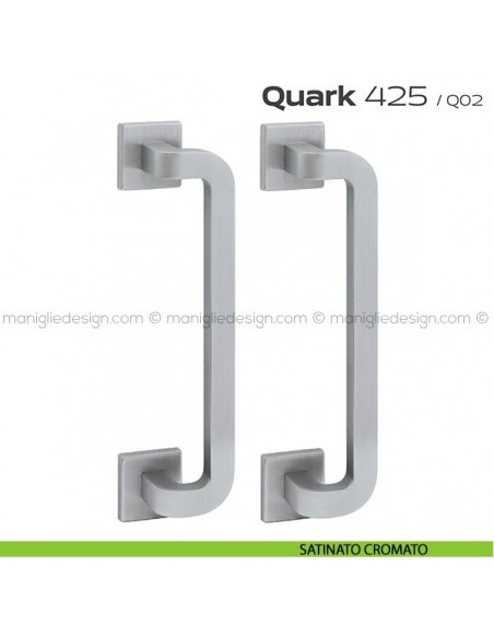 Maniglione per porta 425 Quark Reguitti accoppiato rosette quadrate satinato cromato