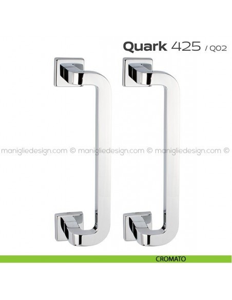 Maniglione per porta 425 Quark Reguitti accoppiato rosette quadrate cromato