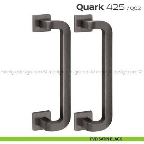 Maniglione per porta 425 Quark Reguitti accoppiato rosette quadrate PVD satin black